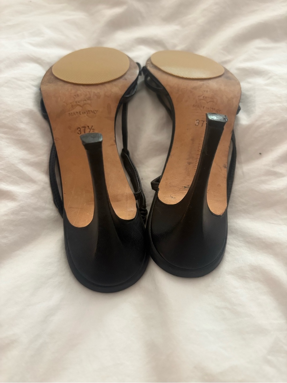 Manolo Blahnik Black Strappy Open-Toe Heels 37.5 - Picture 7 of 11
